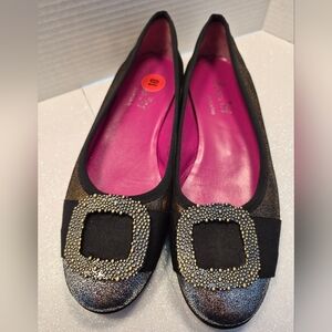 Ferca 81  Black Silver And Gold Metallic Womens Flats with Embellished Buckle 10